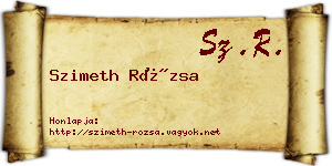 Szimeth Rózsa névjegykártya
